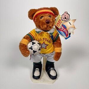 Vintage Brass Button Bears Soccer All Star